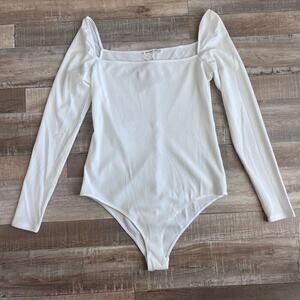 Reformation Gaia Bodysuit - White Rib - Size XL - NWT